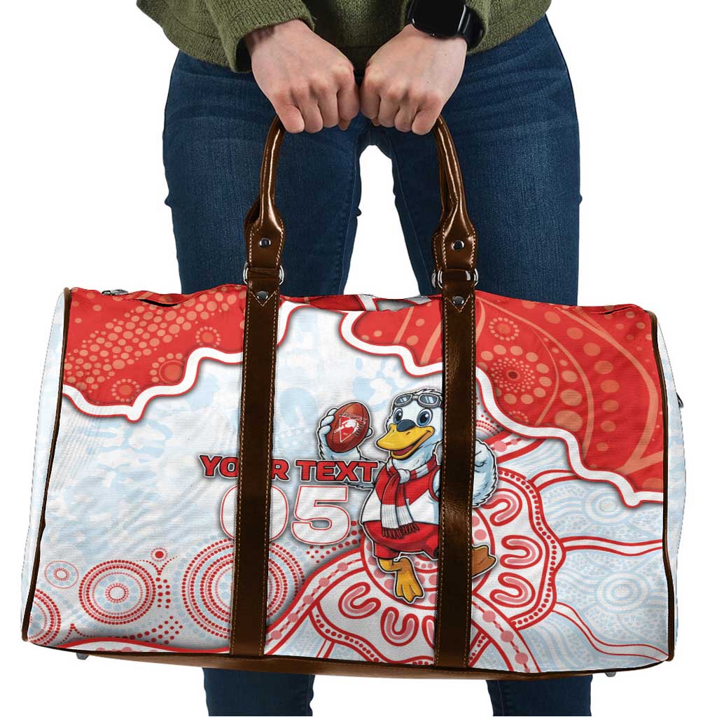 Custom Swans Football Travel Bag Aboriginal Dot Art Pattern