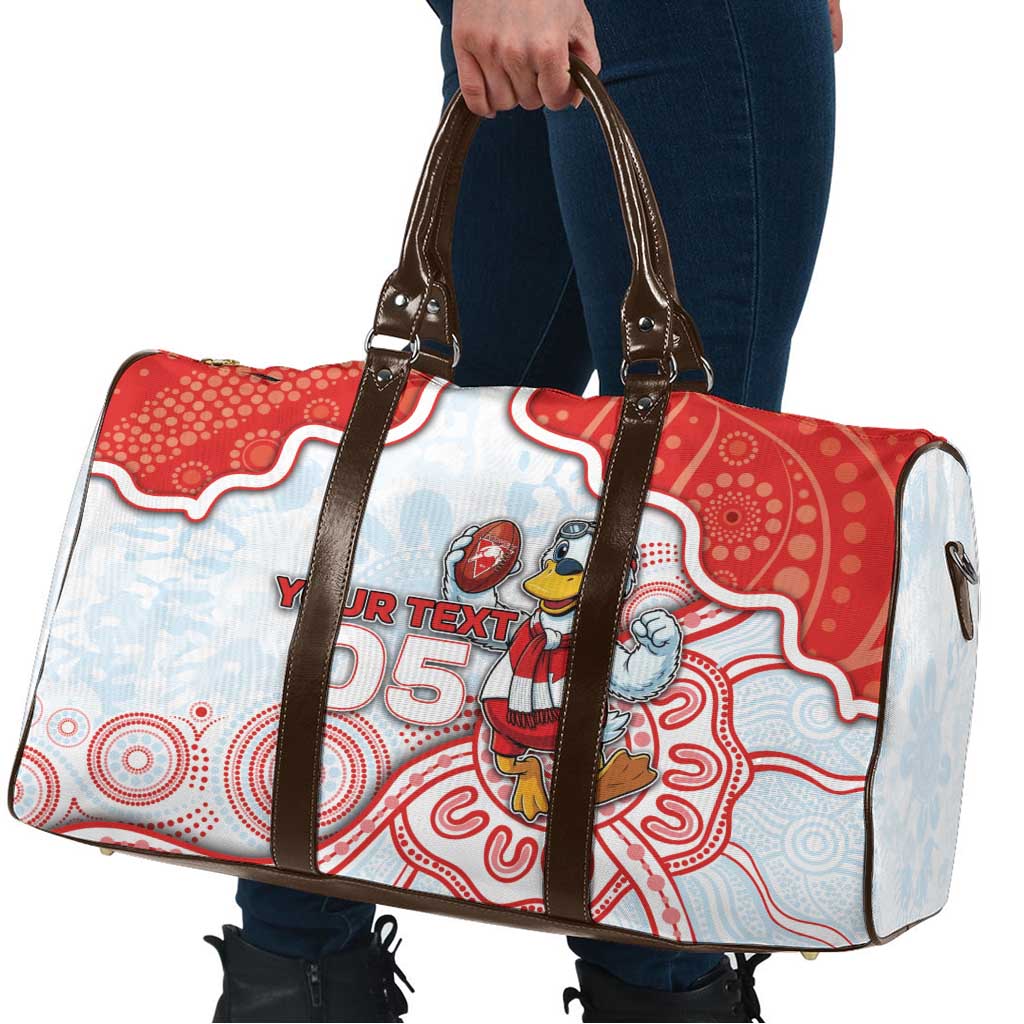 Custom Swans Football Travel Bag Aboriginal Dot Art Pattern