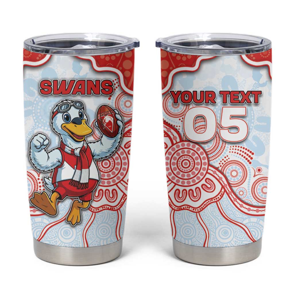 Custom Swans Football Tumbler Cup Aboriginal Dot Art Pattern