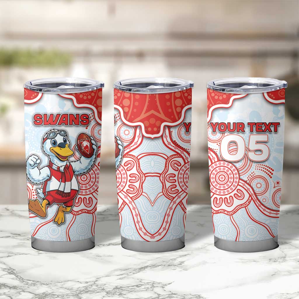 Custom Swans Football Tumbler Cup Aboriginal Dot Art Pattern