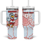 Custom Swans Football Tumbler With Handle Aboriginal Dot Art Pattern