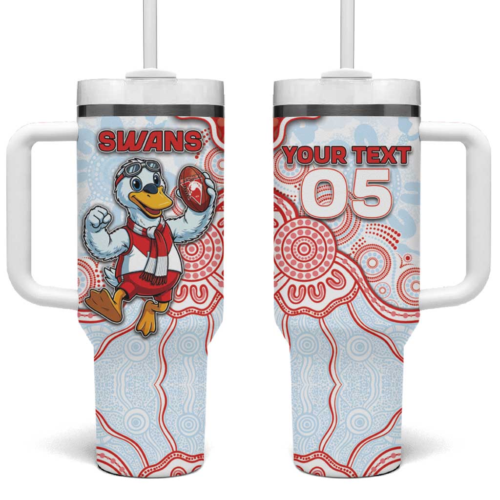 Custom Swans Football Tumbler With Handle Aboriginal Dot Art Pattern