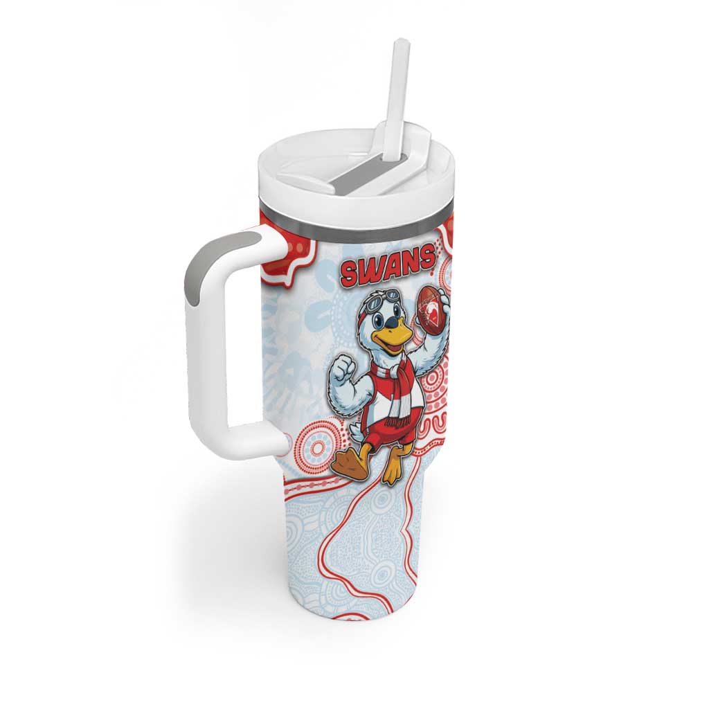 Custom Swans Football Tumbler With Handle Aboriginal Dot Art Pattern