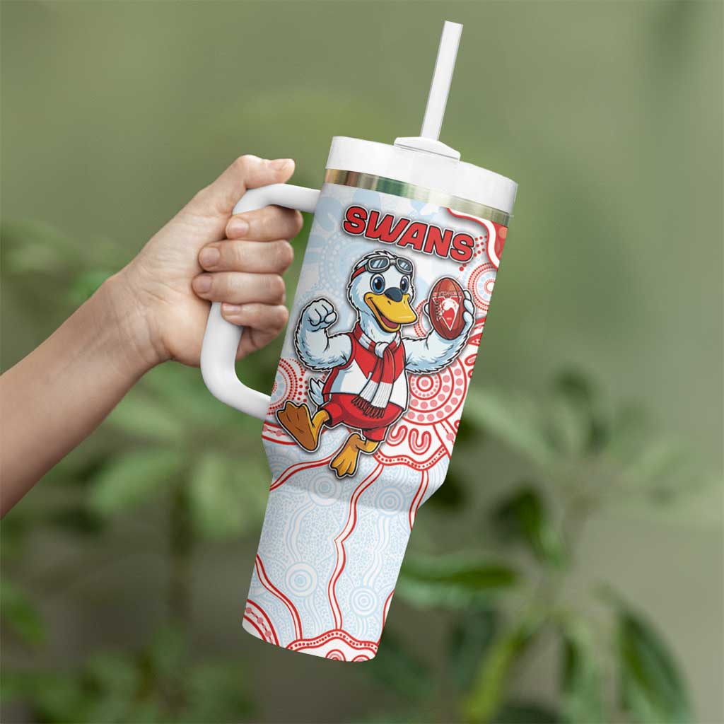 Custom Swans Football Tumbler With Handle Aboriginal Dot Art Pattern