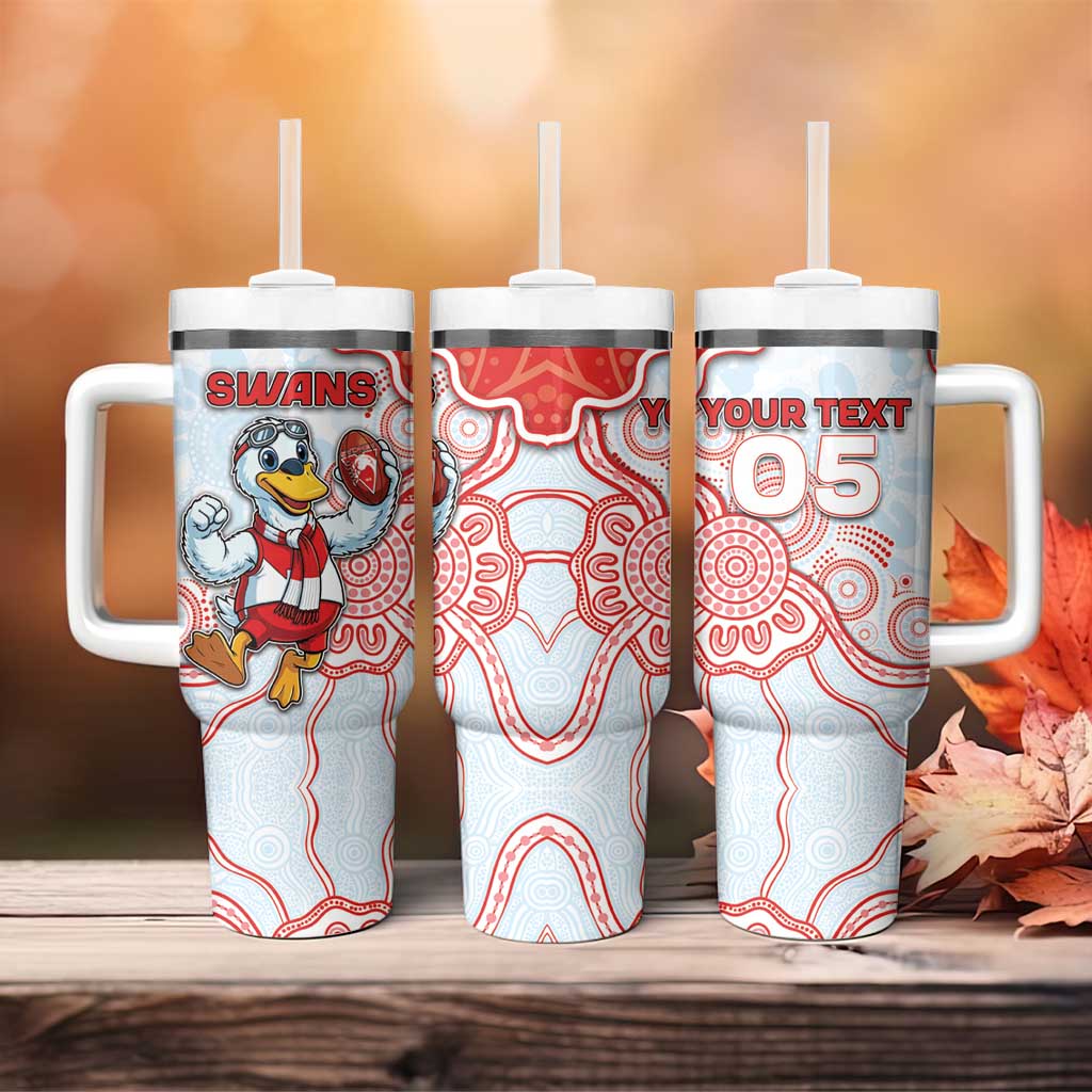Custom Swans Football Tumbler With Handle Aboriginal Dot Art Pattern