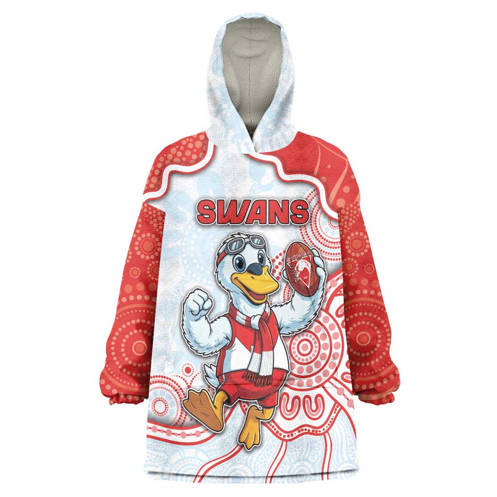 Custom Swans Football Wearable Blanket Hoodie Aboriginal Dot Art Pattern