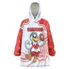 Custom Swans Football Wearable Blanket Hoodie Aboriginal Dot Art Pattern