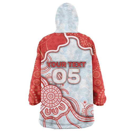 Custom Swans Football Wearable Blanket Hoodie Aboriginal Dot Art Pattern
