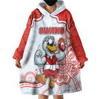 Custom Swans Football Wearable Blanket Hoodie Aboriginal Dot Art Pattern