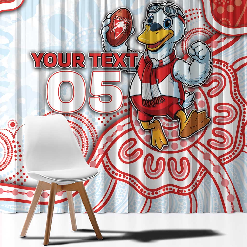 Custom Swans Football Window Curtain Aboriginal Dot Art Pattern