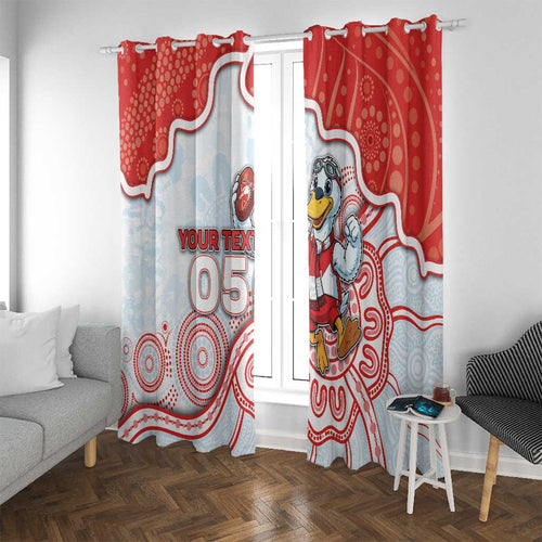 Custom Swans Football Window Curtain Aboriginal Dot Art Pattern
