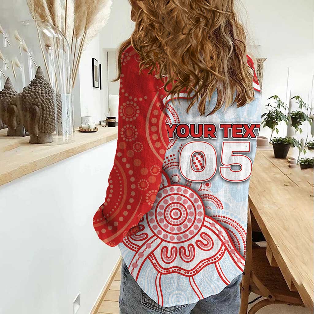 Custom Swans Football Women Casual Shirt Aboriginal Dot Art Pattern