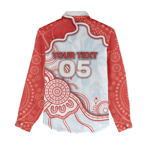 Custom Swans Football Women Casual Shirt Aboriginal Dot Art Pattern