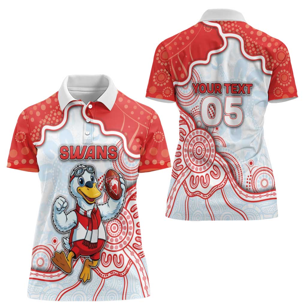 Custom Swans Football Women Polo Shirt Aboriginal Dot Art Pattern