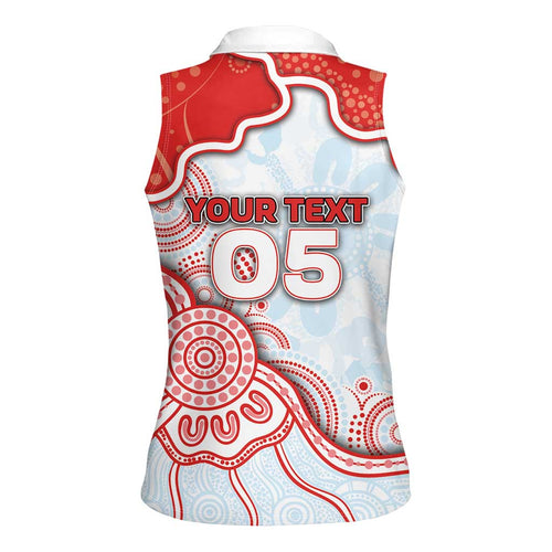 Custom Swans Football Women Sleeveless Polo Shirt Aboriginal Dot Art Pattern