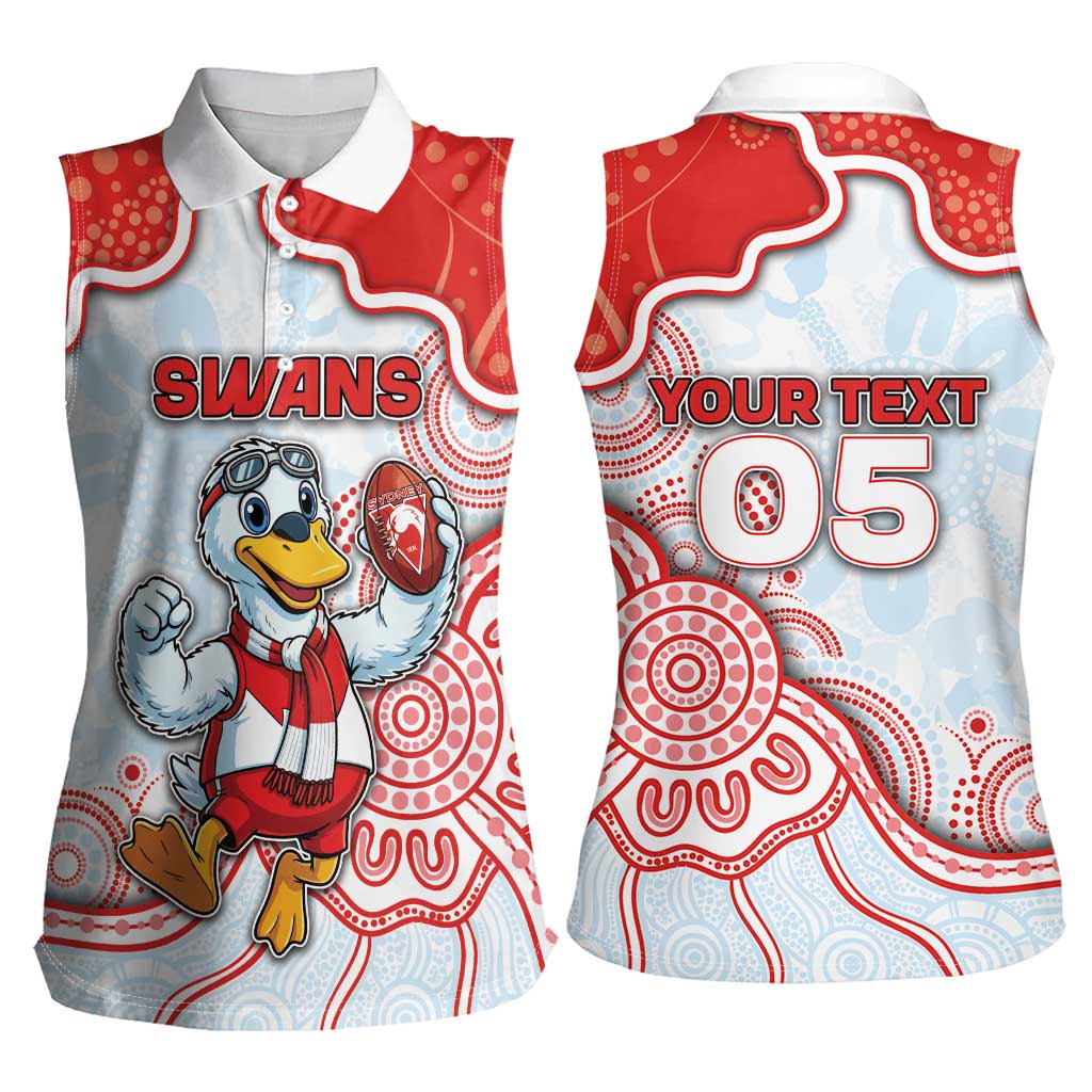 Custom Swans Football Women Sleeveless Polo Shirt Aboriginal Dot Art Pattern