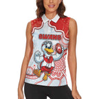 Custom Swans Football Women Sleeveless Polo Shirt Aboriginal Dot Art Pattern