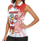 Custom Swans Football Women Sleeveless Polo Shirt Aboriginal Dot Art Pattern
