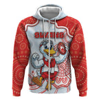 Custom Swans Football Zip Hoodie Aboriginal Dot Art Pattern