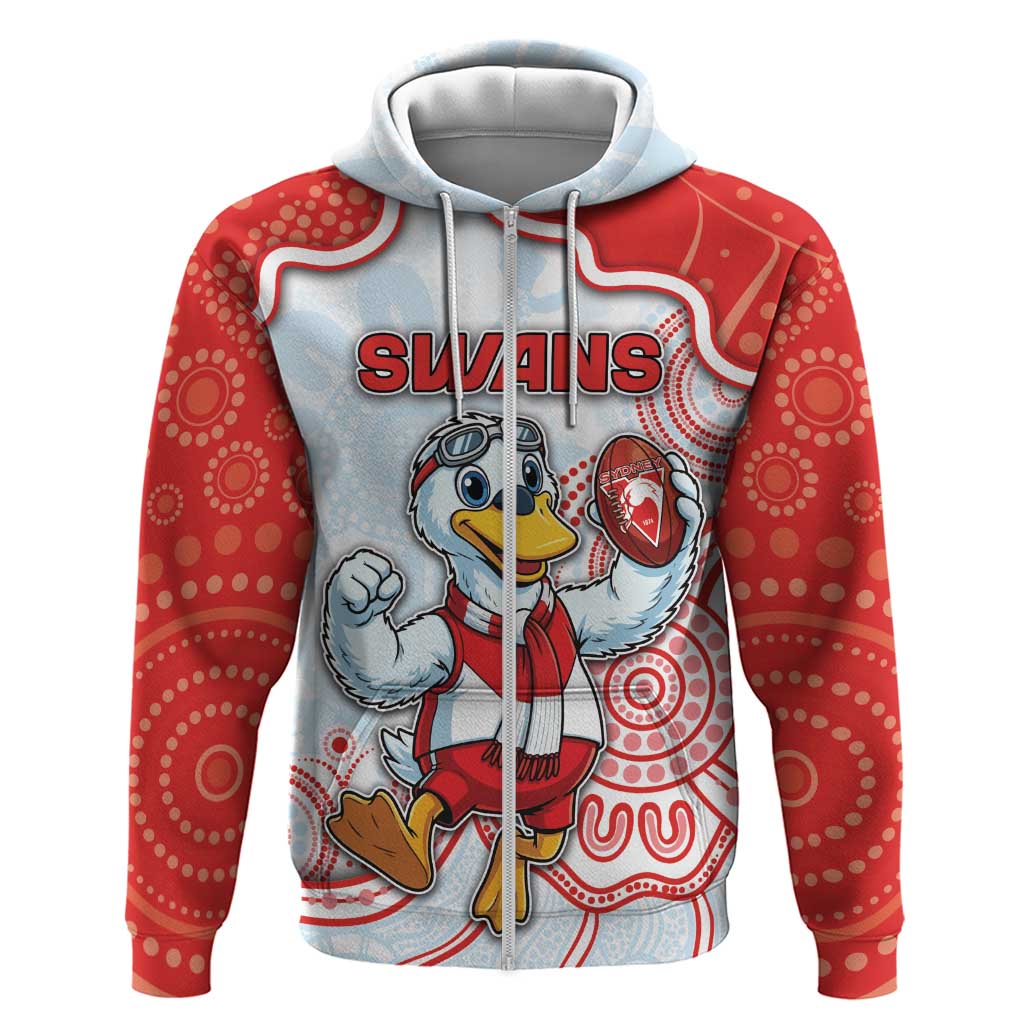 Custom Swans Football Zip Hoodie Aboriginal Dot Art Pattern
