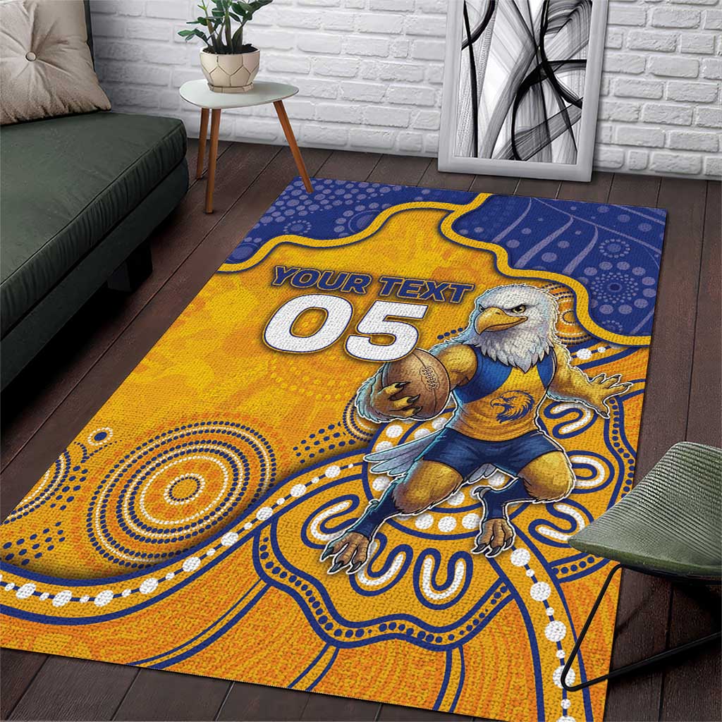 Custom Eagles Football Area Rug Aboriginal Dot Art Pattern