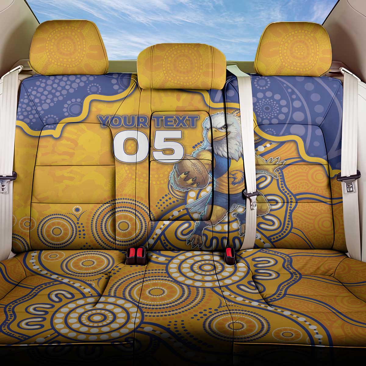 Custom Eagles Football Back Car Seat Cover Aboriginal Dot Art Pattern
