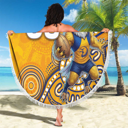 Custom Eagles Football Beach Blanket Aboriginal Dot Art Pattern