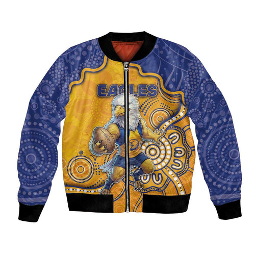Custom Eagles Football Bomber Jacket Aboriginal Dot Art Pattern
