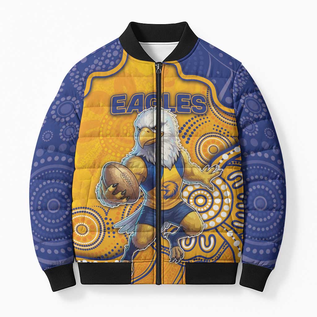 Custom Eagles Football Bomber Puffer Jacket Aboriginal Dot Art Pattern