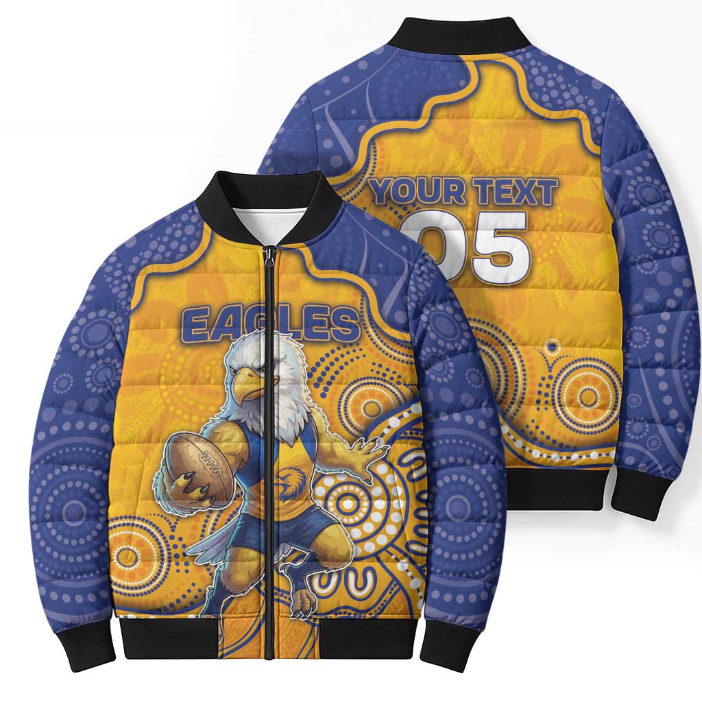 Custom Eagles Football Bomber Puffer Jacket Aboriginal Dot Art Pattern