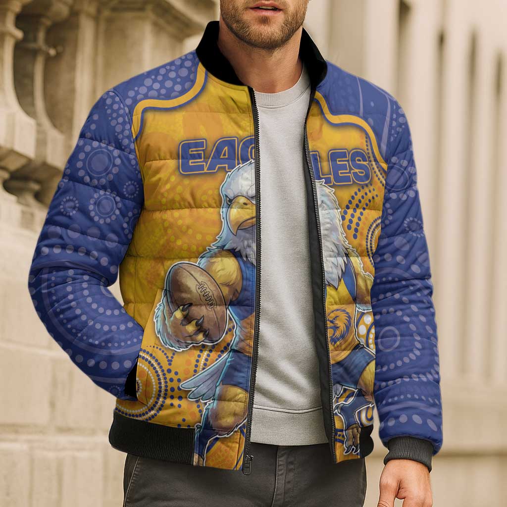 Custom Eagles Football Bomber Puffer Jacket Aboriginal Dot Art Pattern