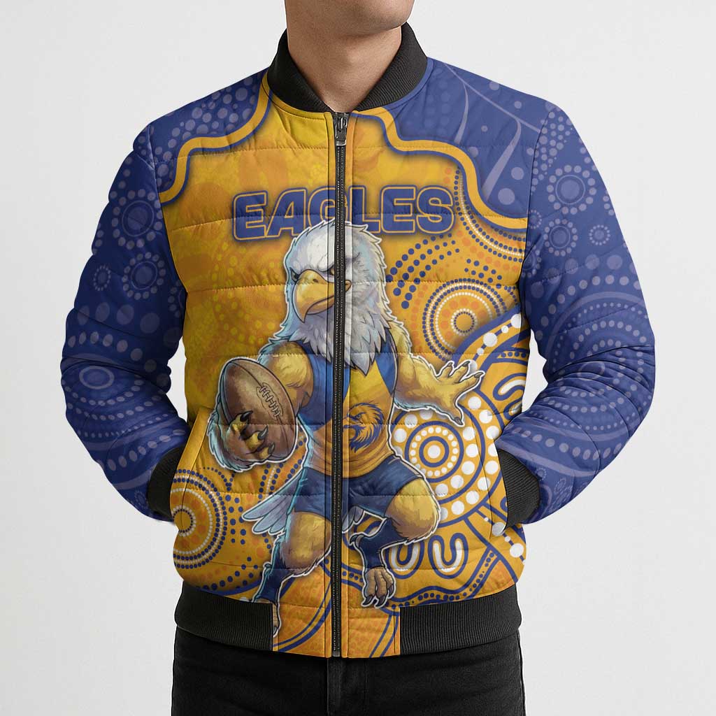 Custom Eagles Football Bomber Puffer Jacket Aboriginal Dot Art Pattern