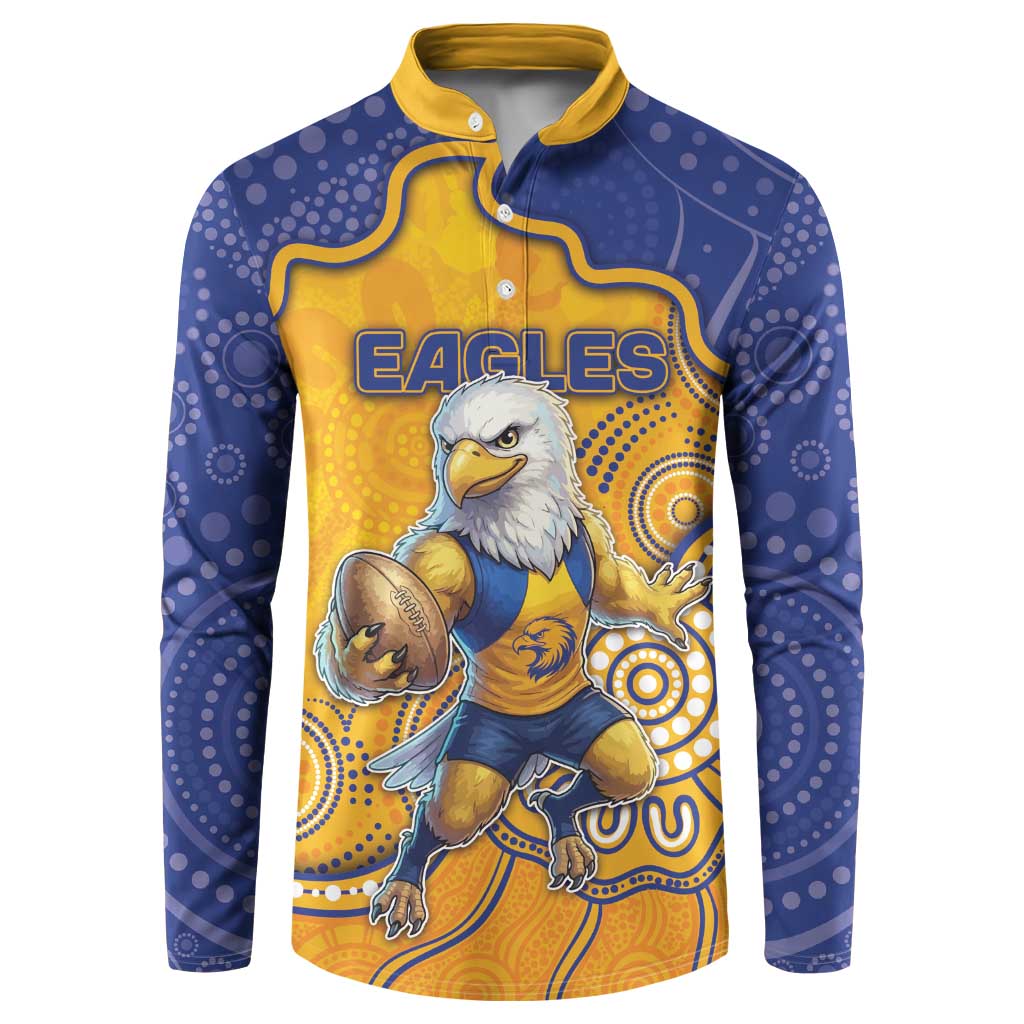 Custom Eagles Football Button Sweatshirt Aboriginal Dot Art Pattern