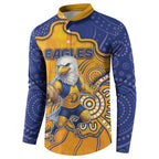 Custom Eagles Football Button Sweatshirt Aboriginal Dot Art Pattern