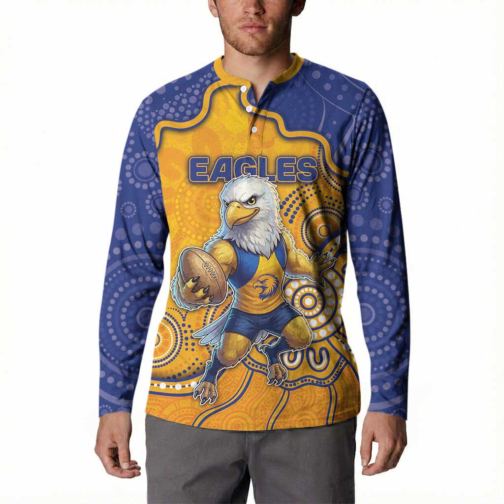 Custom Eagles Football Button Sweatshirt Aboriginal Dot Art Pattern