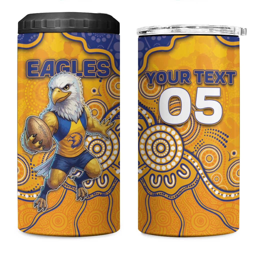 Custom Eagles Football 4 in 1 Can Cooler Tumbler Aboriginal Dot Art Pattern