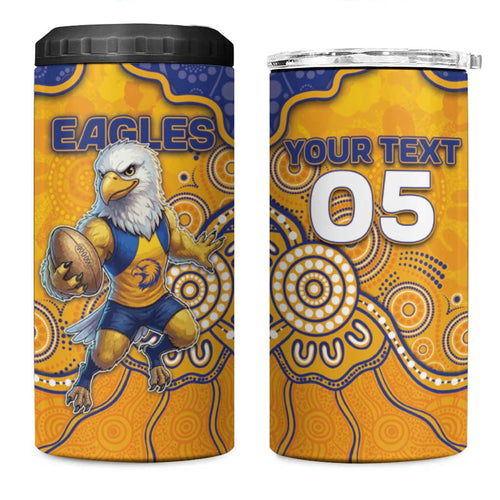 Custom Eagles Football 4 in 1 Can Cooler Tumbler Aboriginal Dot Art Pattern