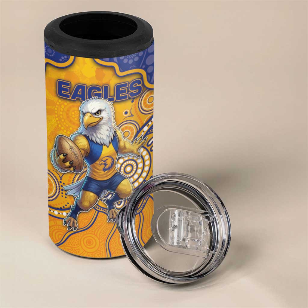 Custom Eagles Football 4 in 1 Can Cooler Tumbler Aboriginal Dot Art Pattern