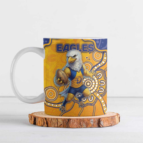 Custom Eagles Football Ceramic Mug Aboriginal Dot Art Pattern