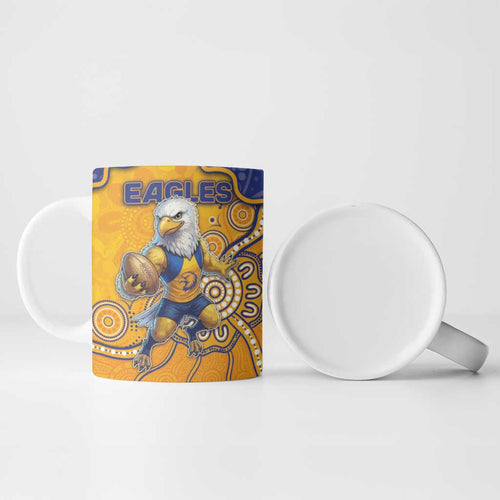 Custom Eagles Football Ceramic Mug Aboriginal Dot Art Pattern