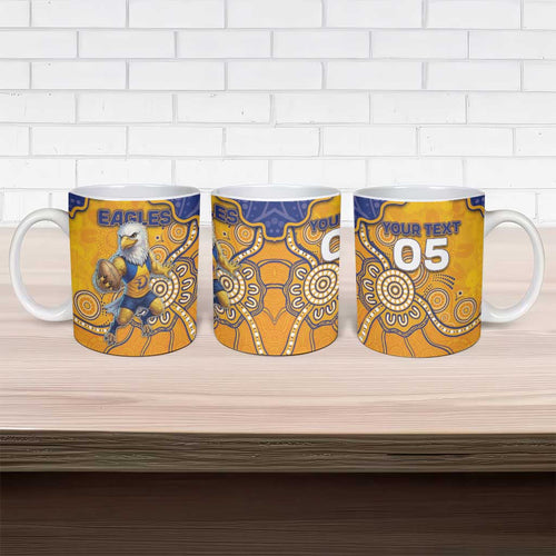 Custom Eagles Football Ceramic Mug Aboriginal Dot Art Pattern