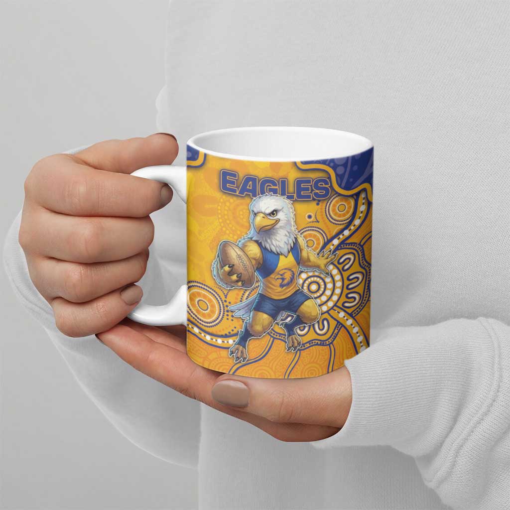 Custom Eagles Football Ceramic Mug Aboriginal Dot Art Pattern