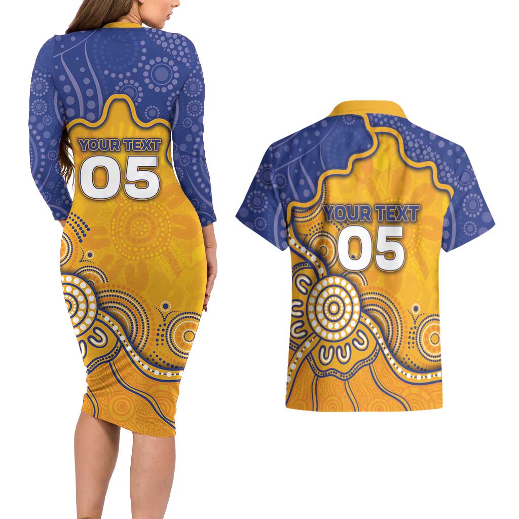 Custom Eagles Football Couples Matching Long Sleeve Bodycon Dress and Hawaiian Shirt Aboriginal Dot Art Pattern