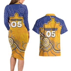 Custom Eagles Football Couples Matching Long Sleeve Bodycon Dress and Hawaiian Shirt Aboriginal Dot Art Pattern