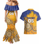 Custom Eagles Football Couples Matching Mermaid Dress and Hawaiian Shirt Aboriginal Dot Art Pattern
