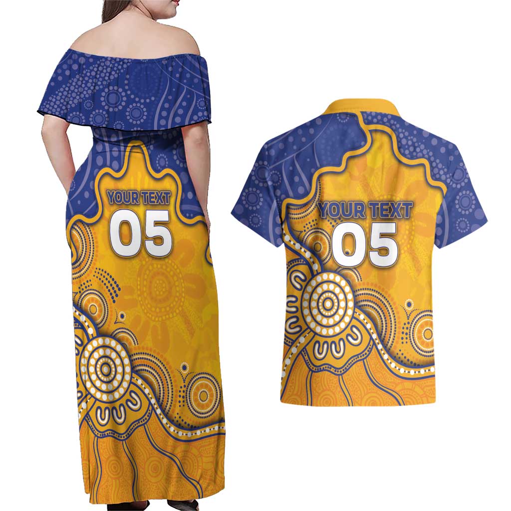 Custom Eagles Football Couples Matching Off Shoulder Maxi Dress and Hawaiian Shirt Aboriginal Dot Art Pattern