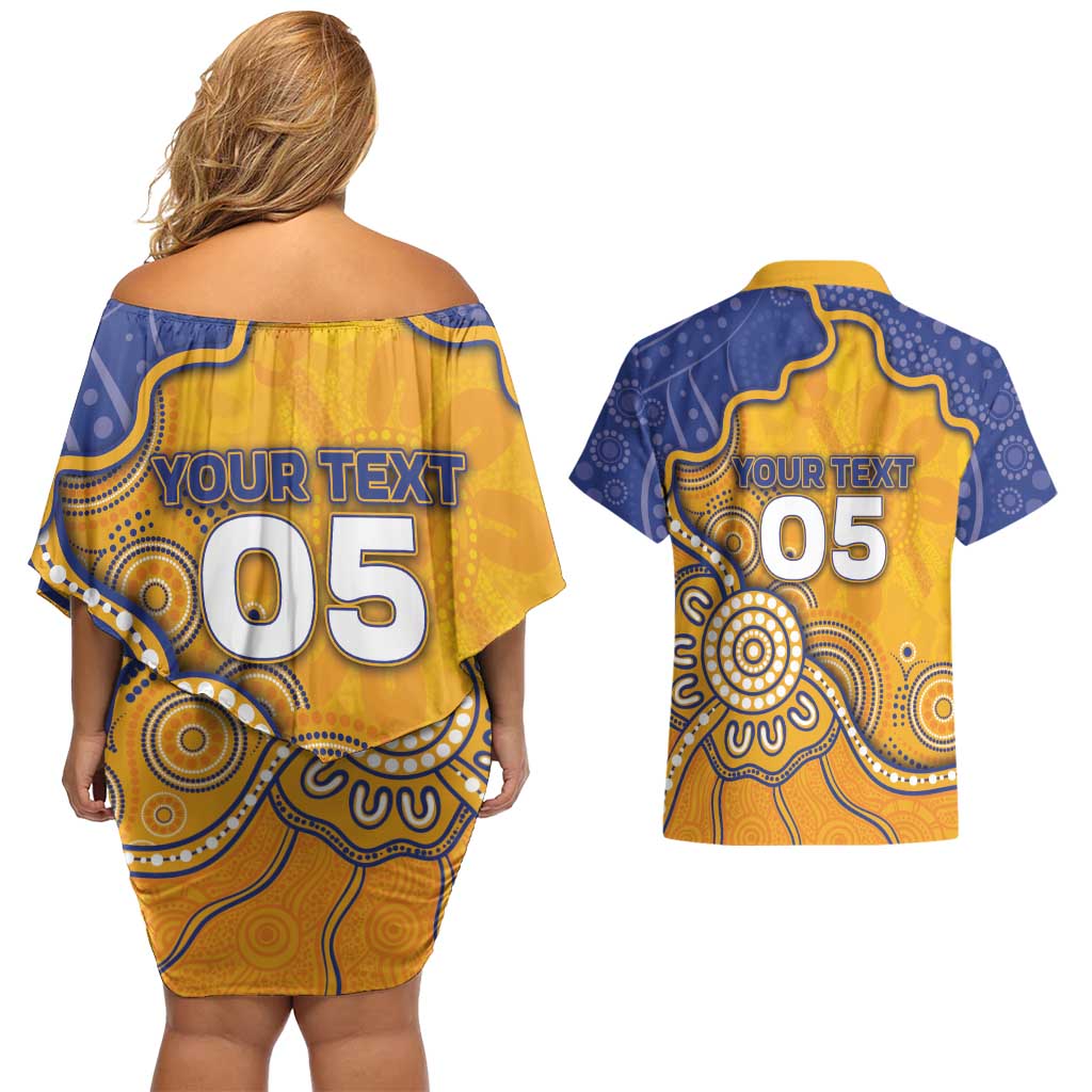 Custom Eagles Football Couples Matching Off Shoulder Short Dress and Hawaiian Shirt Aboriginal Dot Art Pattern