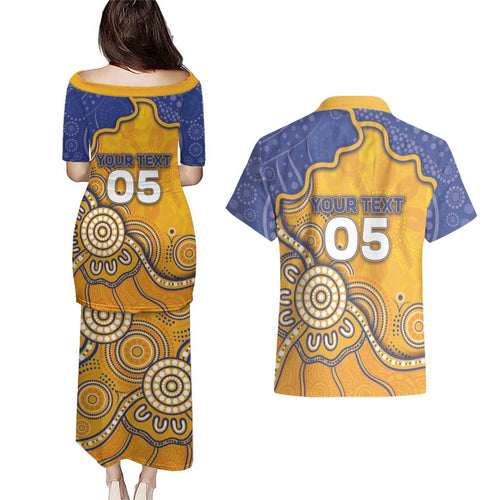Custom Eagles Football Couples Matching Puletasi and Hawaiian Shirt Aboriginal Dot Art Pattern