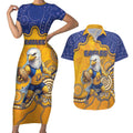 Custom Eagles Football Couples Matching Short Sleeve Bodycon Dress and Hawaiian Shirt Aboriginal Dot Art Pattern