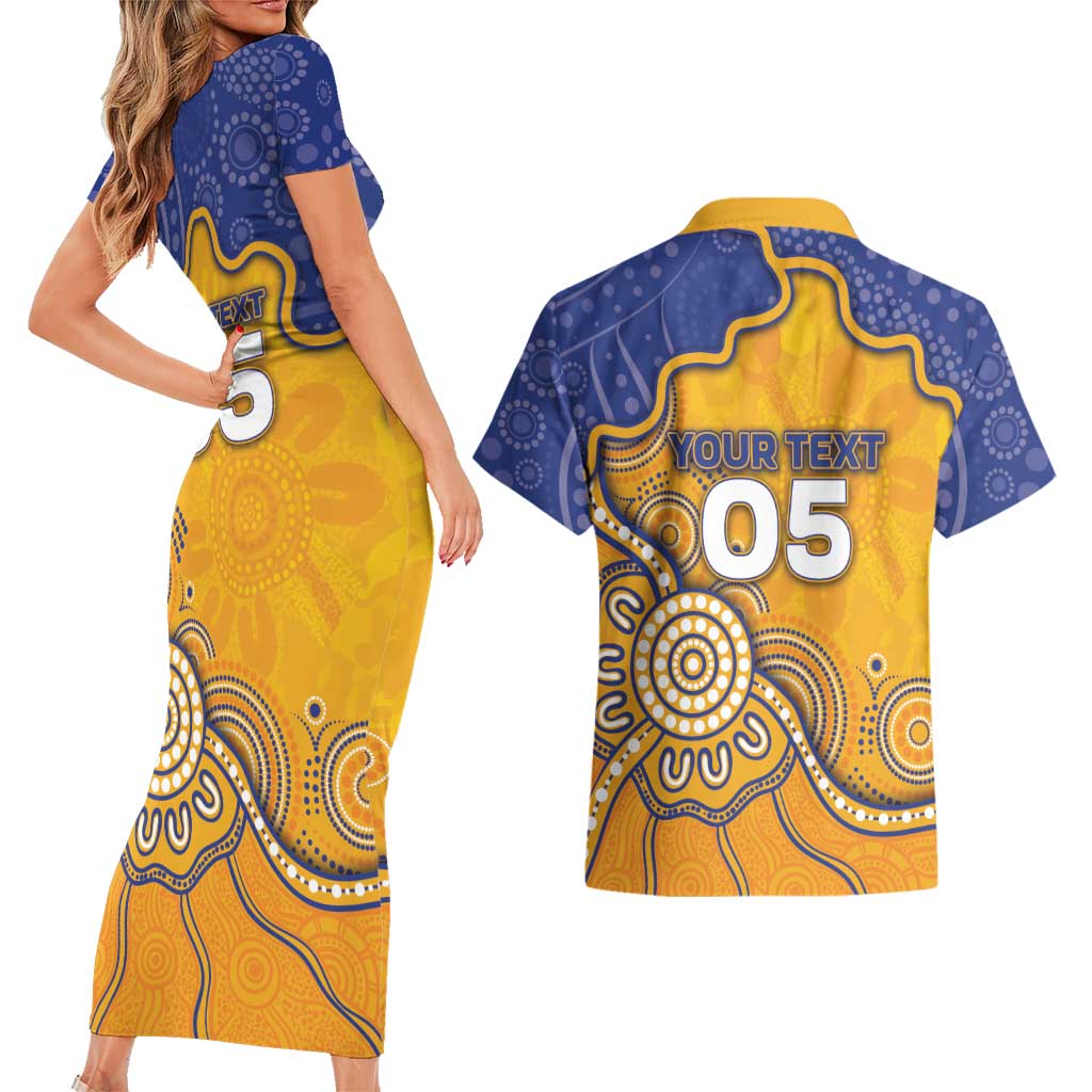Custom Eagles Football Couples Matching Short Sleeve Bodycon Dress and Hawaiian Shirt Aboriginal Dot Art Pattern